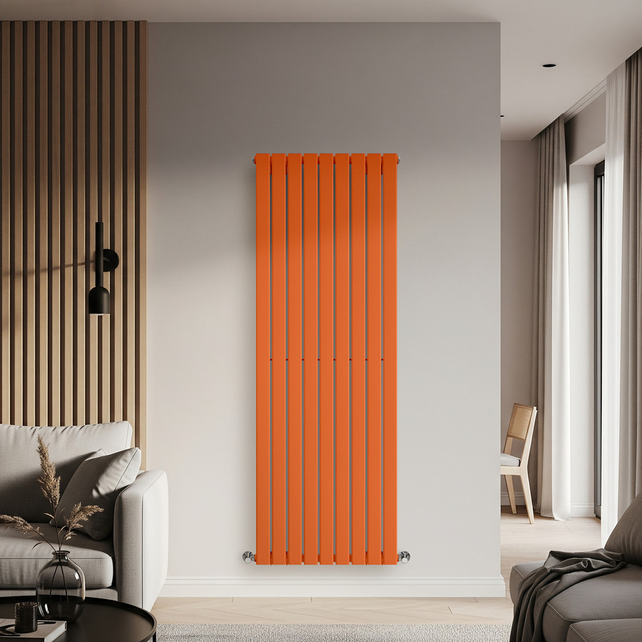 Einlagiger Design-Heizkörper Vertikal von Delta in Orange (Sunset Orange), Höhe: 178 cm, Breite: 63 cm - Bild 1