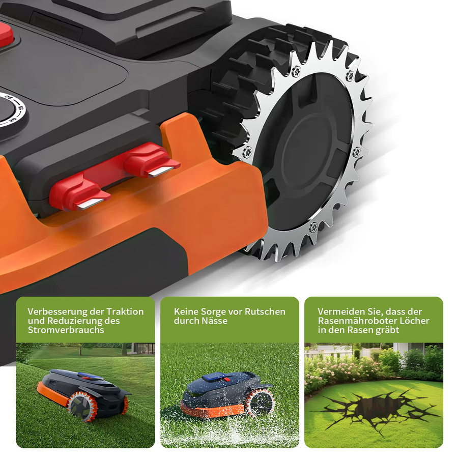Forever Speed Mähroboter Spikes für Worx Landroid S/M, 2 Stück in Silber, Länge: 210 mm, inklusive 14 selbstschneidende Schrauben - Bild 2