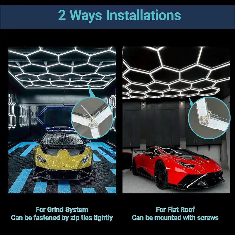 LINYILIGHT Dimmbare LED Waben Deckenleuchte in Weiß, Sechseckige Hexagon-Beleuchtung für Garage und Waschraum - Bild 5