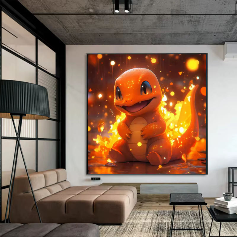 Potdemiel 5D DIY Pokémon Pikachu Diamantmalerei Mosaik Set als Wandmontage für Kinder, mehrfarbig, rund, Durchmesser: 30 cm - Bild 3