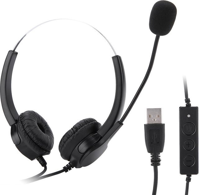 OutsideWorld USB Call Center Headset mit Mikrofon und 330-Grad-Drehung in Schwarz - Bild 1