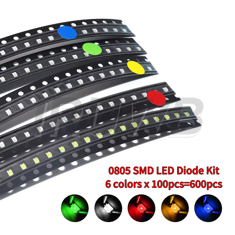 600 Stück SMD LED Dioden Kit mit 6 Farben in den Bauformen 5050 5730 1210 1206 0805 0603 0402 Rot Grün Blau Weiß Gelb Orange - Bild 2