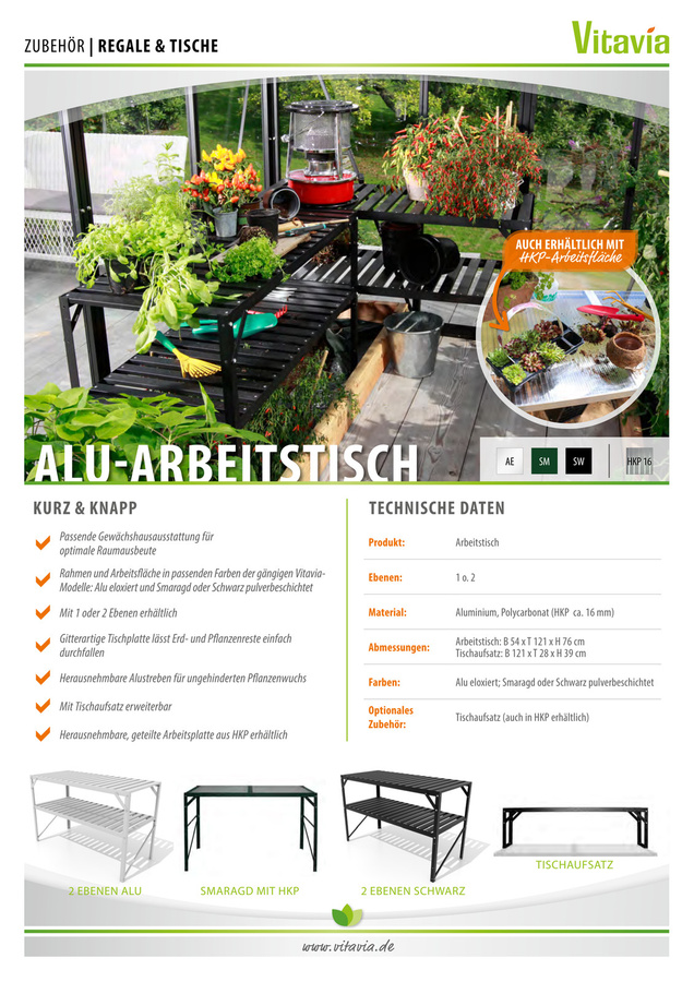 Vitavia Tischaufsatz für Pflanztisch aus Aluminium und Polycarbonat, Schwarz, B: 121 cm, T: 28 cm, H: 39 cm - Bild 3