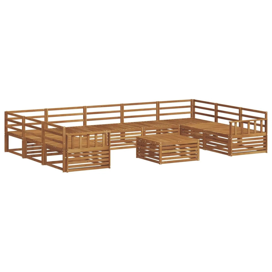 vidaXL Sofagarnitur 10-teilig aus Massivholz Akazie in Natur Braun mit modernem Latten-Design - Bild 2