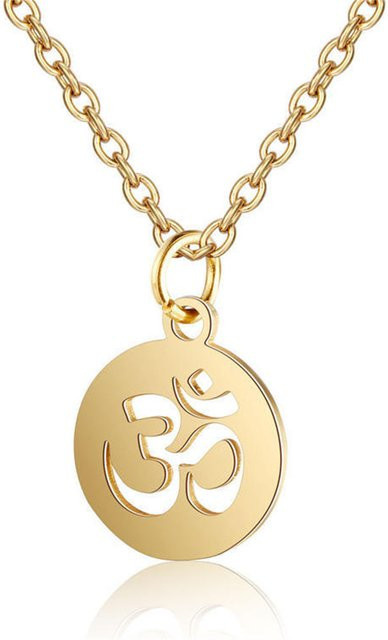 Halskette mit Aum Om Anhänger, Goldfarbe, Edelstahl, Damen - Bild 1