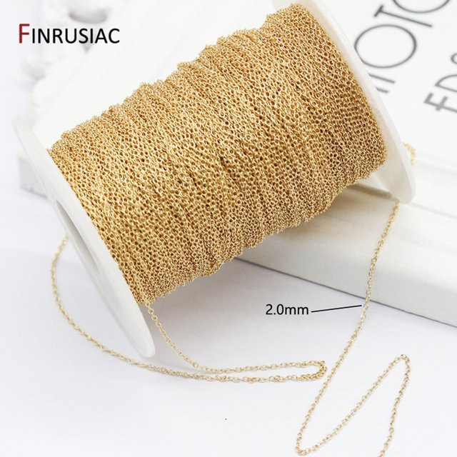 FINRUSIAC Gliederkette, 14K vergoldetes Messing, 1,3 mm, Unisex - Bild 1