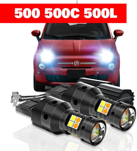 LECIBUBI LED Dual-Mode Blinker und Tagfahrlicht DRL Set für Fiat 500 500C 500L Schwarz 2 Stück - Bild 1