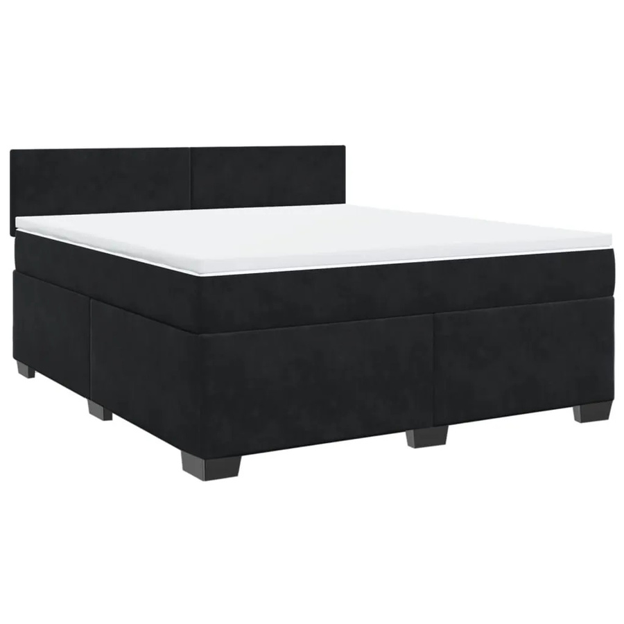 vidaXL Boxspringbett mit Matratze in Schwarz aus Samt, Hybrid-Design mit Taschenfederkern, B/T: 180 x 200 cm - Bild 2
