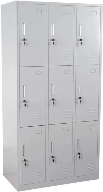MCW Schließfach Preston T829 Schließfachschrank aus Metall mit 9 Fächern in Grau, H: 180 cm, B: 90 cm, T: 50 cm - Bild 2
