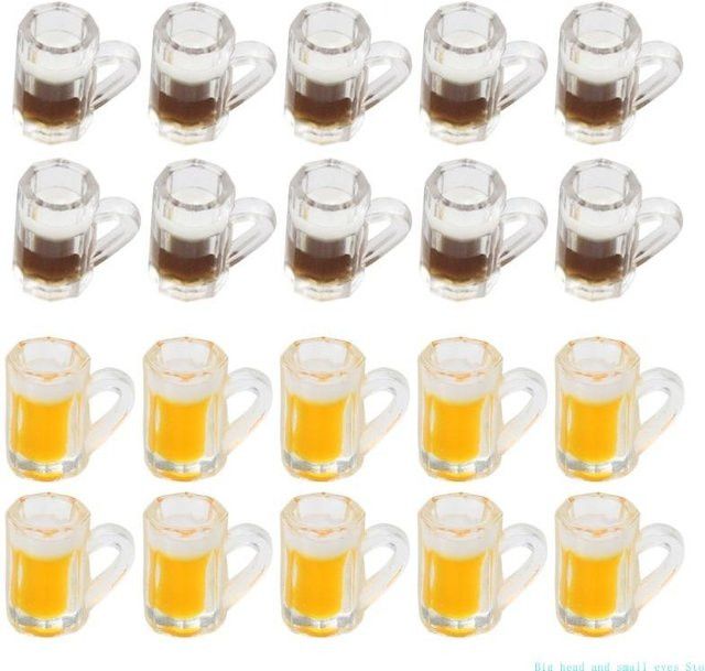 10 Stück Mini-Bierbecher von OOTDTY in Gelb aus Kunstharz als Dekoration für Garten und Haus oder als Geschenk für Kinder - Bild 1