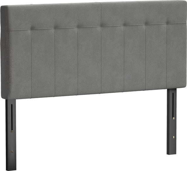 HOMCOM Polsterkopfteil mit Samtoptik und Metallbeinen, 3-fach höhenverstellbar, Grau, B: 140 cm, T: 10 cm, H: 106/116/126 cm - Bild 1