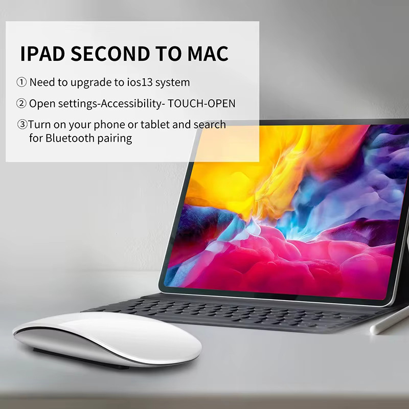 DIXSG Kabellose Dual-Modus Maus mit Bluetooth und Touch-Funktion, schlankes und ergonomisches Design, wiederaufladbar, Farbe: Weiß - Bild 2