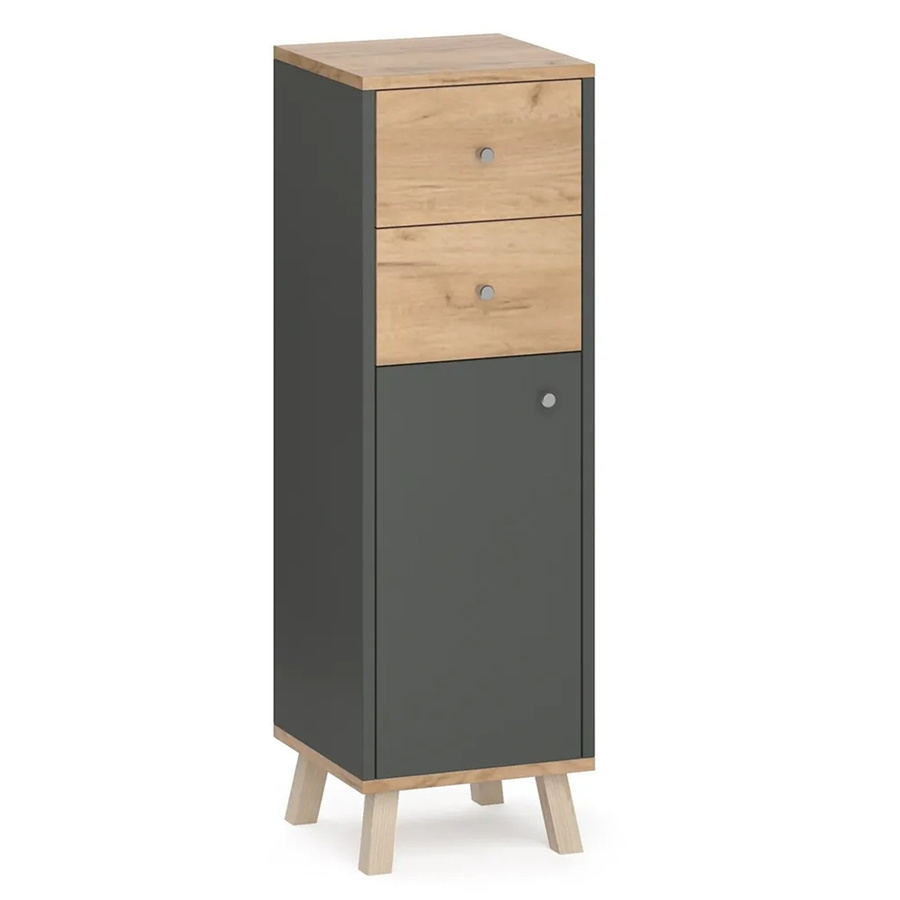 Vicco Midischrank Senyo Badschrank in Anthrazit und Gold mit 2 Schubladen, B: 30 cm, H: 95 cm - Bild 3