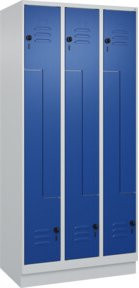 C+P Z-Spind Classic PLUS mit Sockel, 6 Fächer, Sicherheits-Drehriegel, grau/blau, H x B x T: 195 x 90 x 50 cm - Bild 1