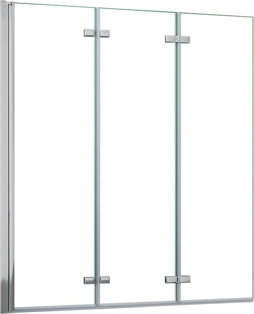 AICA Badewannenaufsatz 3-teilige Duschwand aus ESG Nanoglas, Farbe Transparent/Silber, B/H: 130 x 140 cm, Glasstärke: 6 mm - Bild 1