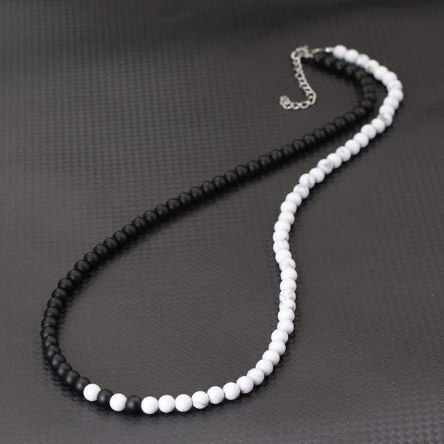 Halskette Yin-Yang, Edelstahl, Schwarz, Weiß, Herren, 61 cm - Bild 1