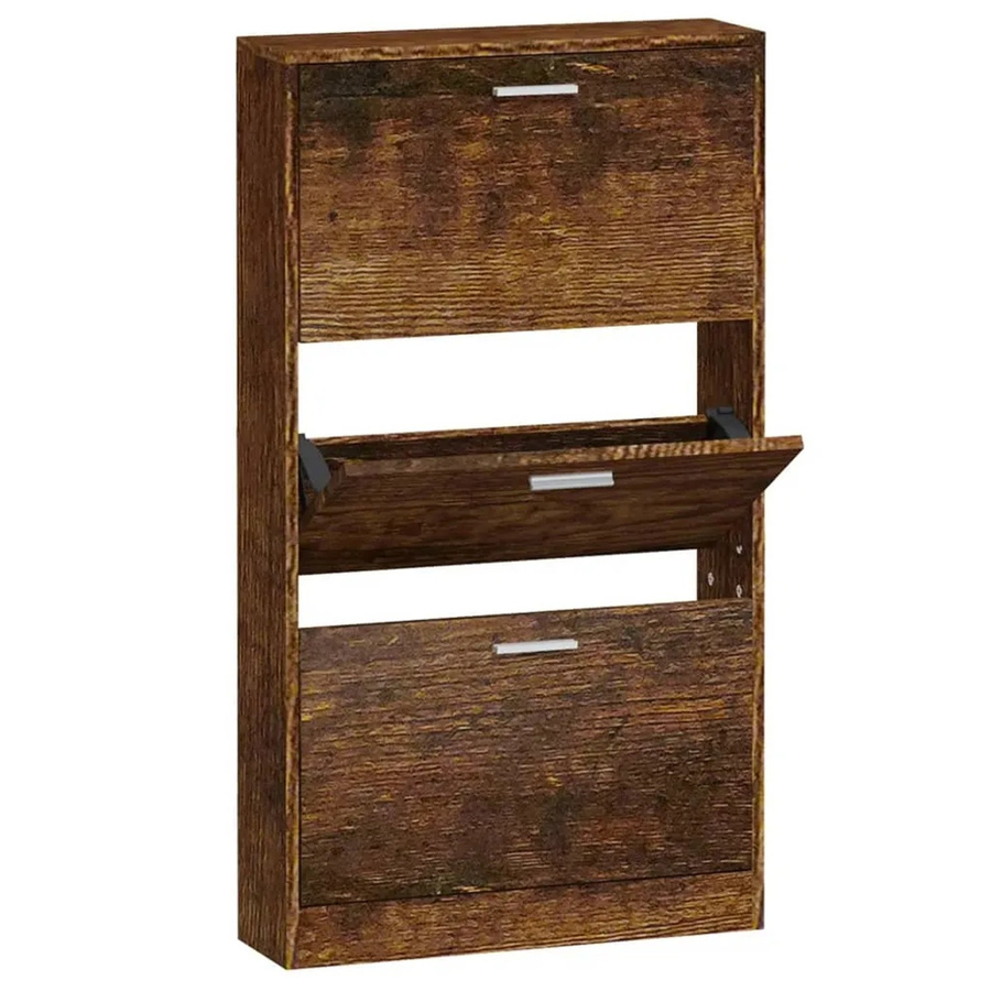 vidaXL Schuhschrank Räuchereiche Modern Wandmontage B/T/H: 59 x 17 x 108 cm - Bild 2