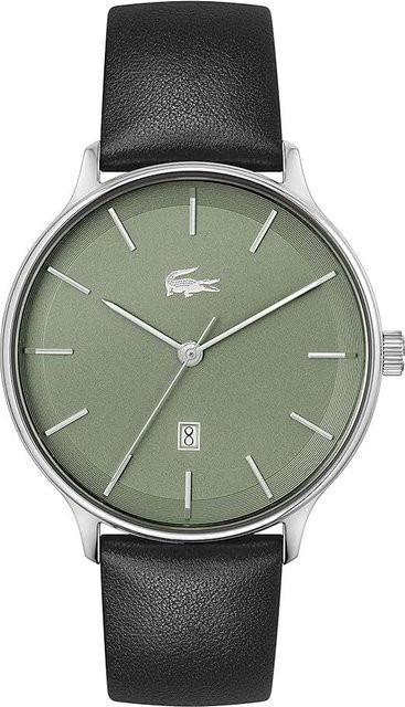 Lacoste Analoguhr, Quarz, Edelstahl, Leder, Grün, Schwarz, Herren - Bild 1
