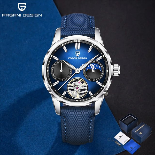 Pagani Design Armbanduhr, Automatik, Edelstahl, Saphirglas, Mondphase, Herren - Bild 1