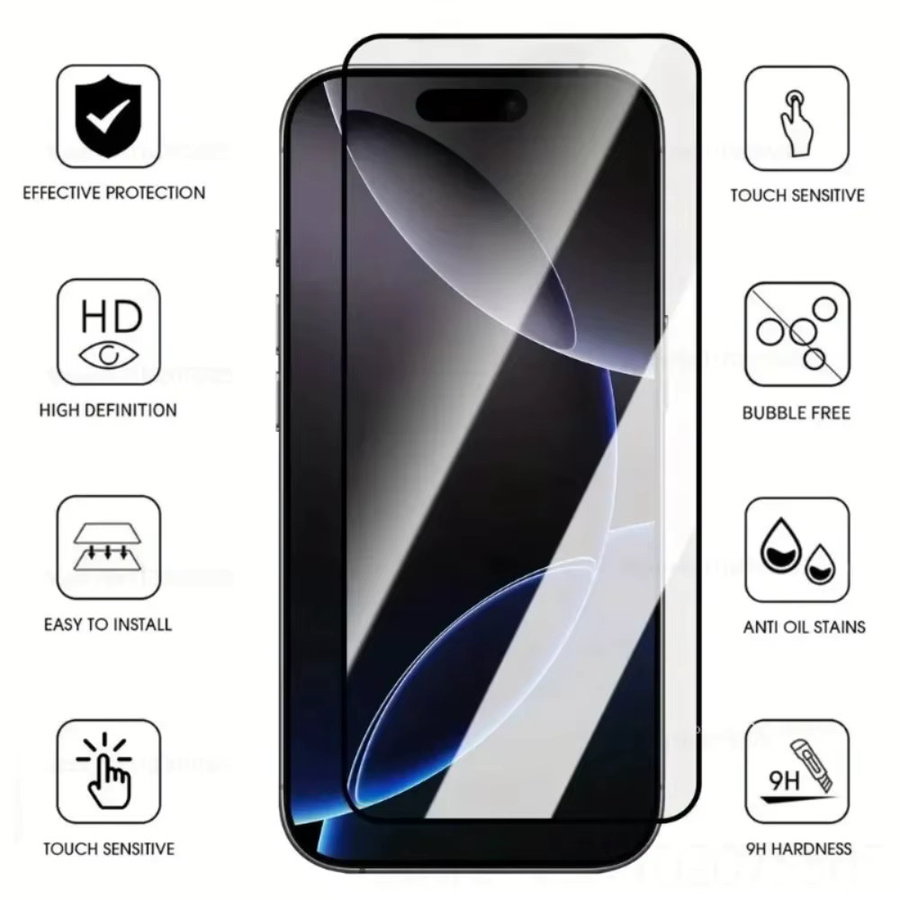 Set aus 4 Teilen mit 2 Panzerglas Vollabdeckungen und 2 Kameraschutzfolien für Apple iPhone, Farbe Transparent - Bild 4