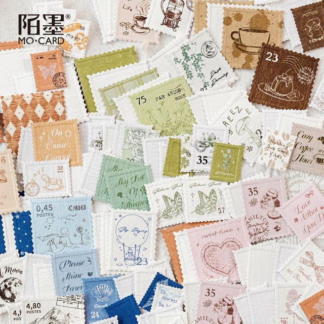 20-teiliges Stempelaufkleber-Set mit Vintage-Postdesigns und Buchdruckprägung in Multicolor für dein Tagebuch und DIY-Projekte - Bild 1