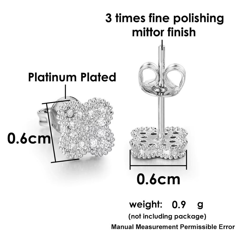 Ohrringe Lucky Clover, Zirkonia, Silber Farbe, Unisex - Bild 3