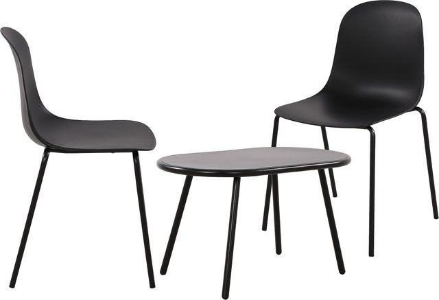 CLP 2er Sitzgruppe Veldin Garten-Set mit Tisch und 2 stapelbaren Stühlen in Schwarz - Bild 1