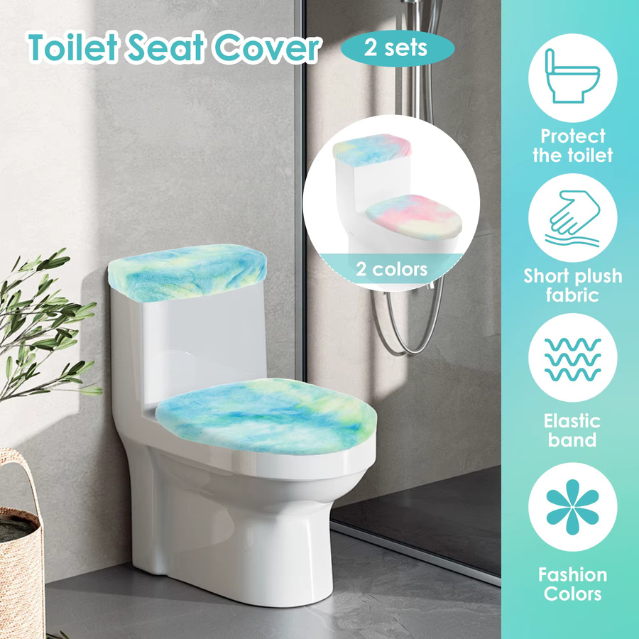 Willstar Toilettenbezüge und Toilettentankdeckel-Abdeckungsset aus weichem Plüsch in Schwarz und Multicolour für ovale Toilettensitze - Bild 2