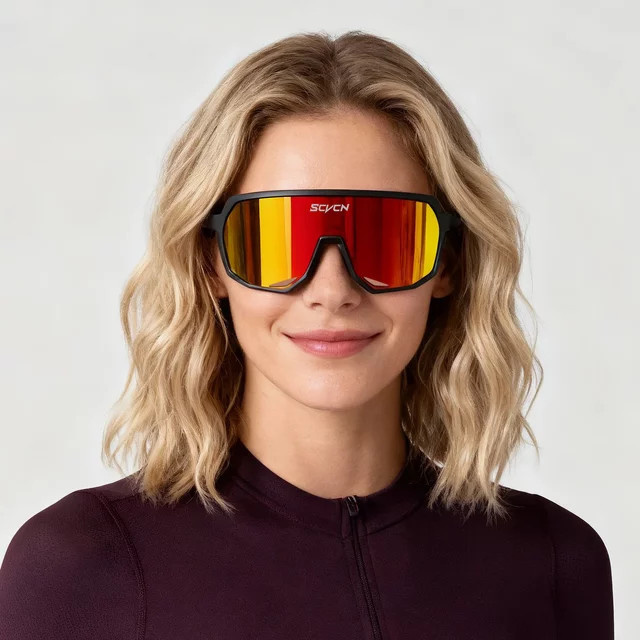 SCVCN Sportsonnenbrille, Unisex, Vollrand, Kunststoff, Winddicht, UV400 - Bild 1