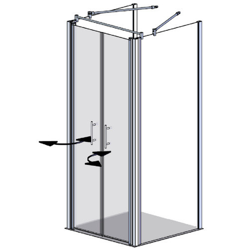 GEO Doppelpendeltür in Silber mit Glas, Höhe: 195 cm, Breite: 90 cm, Tiefe: 90 cm - Bild 3