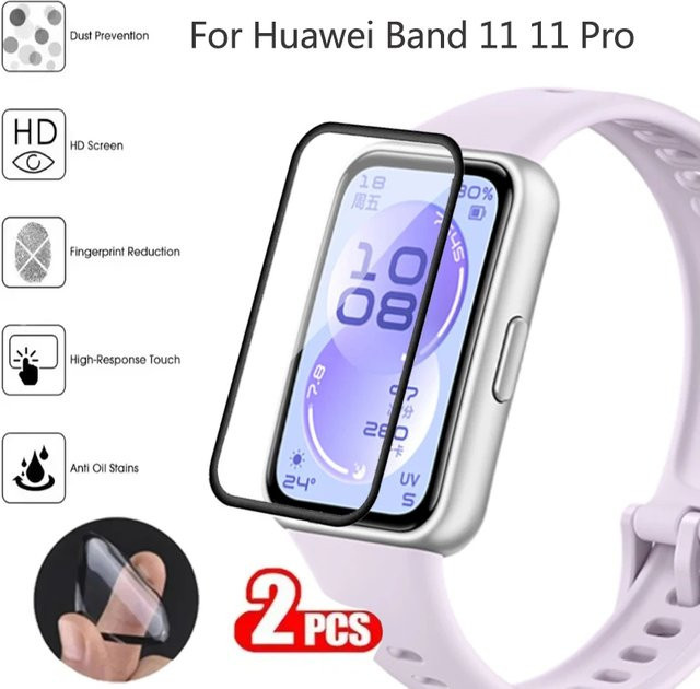 2er-Set FIFATA Displayschutzfolie für Huawei Band 11 Pro, 3D gebogene Vollabdeckung, transparent, Anti-Kratz-Schutzfolie - Bild 1