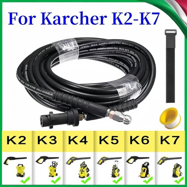 MUZHAN Hochdruck-Reinigungsschlauch für Kanalisation und Rohrreinigung, kompatibel mit Karcher K2 K3 K4 K5 K6 K7, Farbe: Schwarz - Bild 1