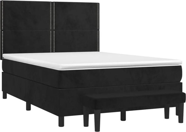 vidaXL Boxspringbett mit Matratze Schwarz Samt B/T/H: 140 x 190 cm - Bild 1
