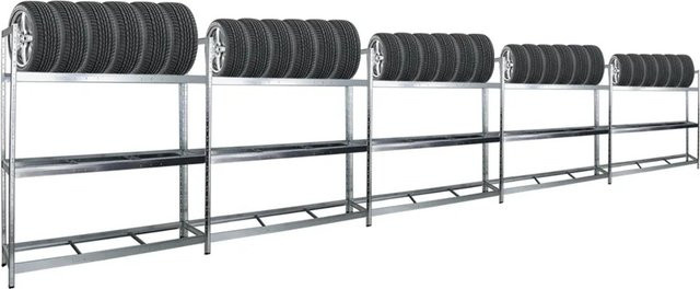 PROREGAL Reifenregal Tiger XL Set aus 5 Einheiten, verzinkter Stahl in Silber, H x B x T: 200 x 180 x 45 cm - Bild 1