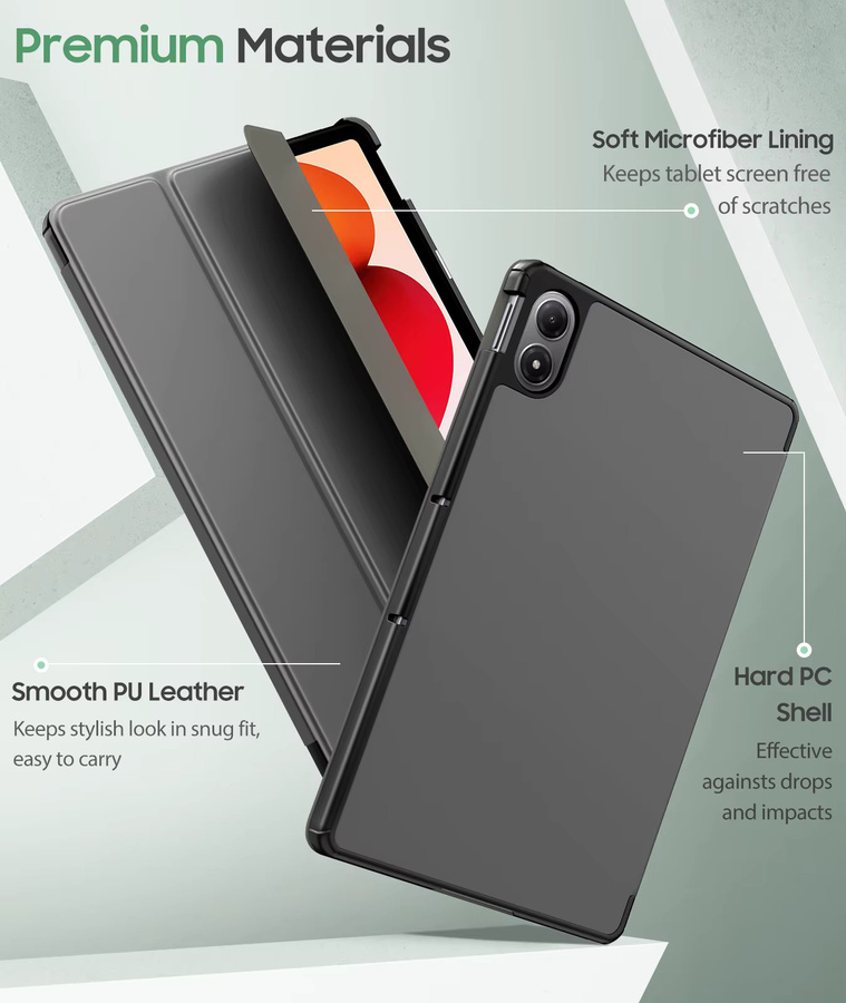 Xiaomi Redmi Pad 2 Pro 12,1 Zoll Hülle in Blau aus PU-Leder mit Smart Trifold Standfunktion und Auto-Schlaf/Aufwach-Funktion - Bild 3