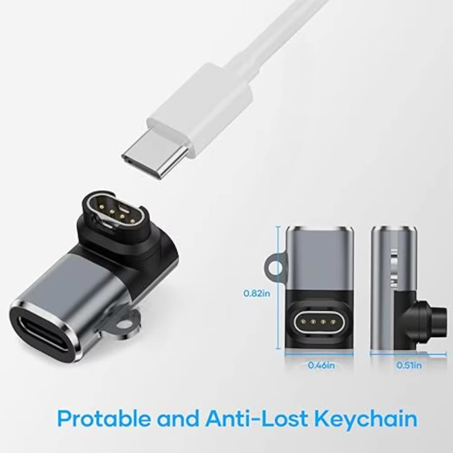 USB-C Ladekabel Adapter für Garmin Fenix, Forerunner und Instinct Smartwatches in Schwarz und Grau - Bild 3