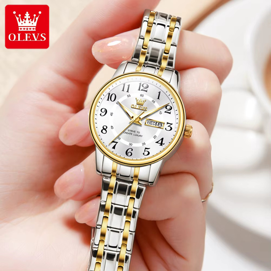 OLEVS Armbanduhr, Edelstahl, Gold, Quarz, Damen - Bild 4