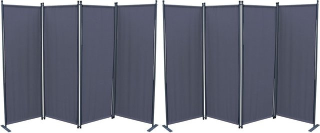 GRASEKAMP Paravent 2er Set in Grau aus Polyester und Stahlrohr - Bild 1