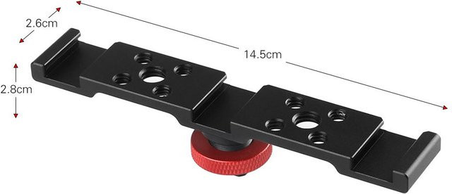 ZuiyouBaby Aluminium-Dreifach-Kaltschuh-Montageplattenhalterung für Kamera, Mikrofon und LED-Licht in Schwarz - Bild 1