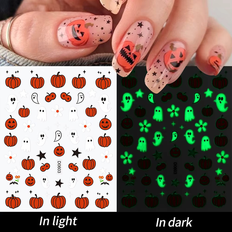 HotPress Nagelaufkleber Halloween, 3D Leuchtend, Unisex - Bild 3