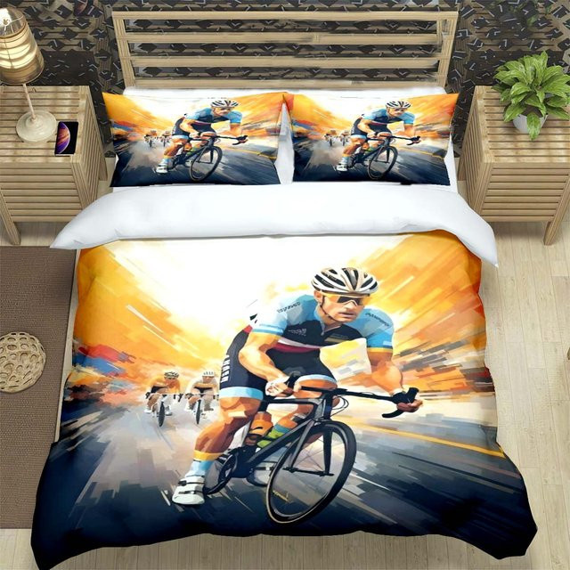 Bettwäsche-Set mit Mountainbike-Motiv von Jessica Chen, Mehrfarbig, B/H: 180 x 220 cm - Bild 1