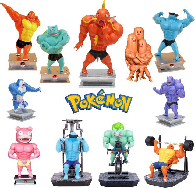Bandai Pokemon Action Figure Gym Fitness Muscle Man Bunt / Mehrfarbig - Bild 1