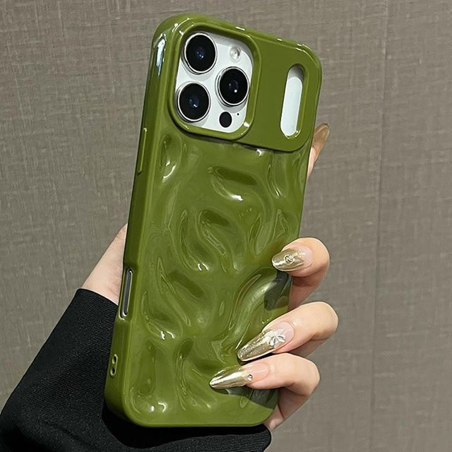 Ästhetische Silikon Handyhülle mit 3D Wellenmuster für Apple iPhone in Grün - Bild 1