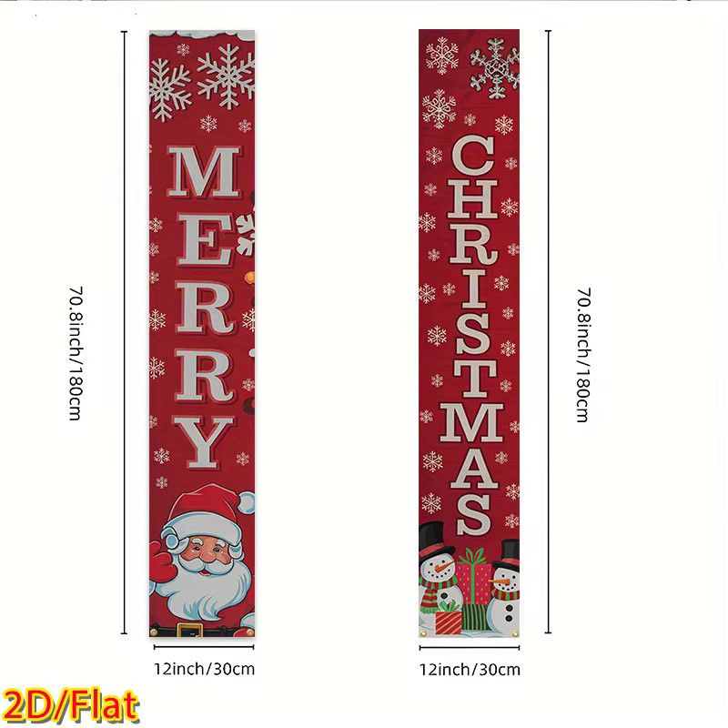 VIKAMA Weihnachts-Banner Couplet für den Außenbereich, rote Weihnachtsdekoration für Terrasse und Haustür - Bild 4