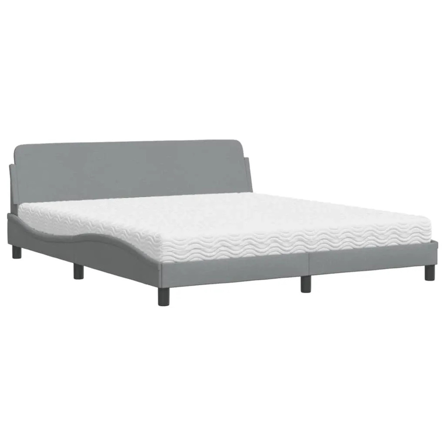 vidaXL Bett mit Matratze in Grau aus Stoff und Kiefernholz, B/T: 180 x 200 cm - Bild 2