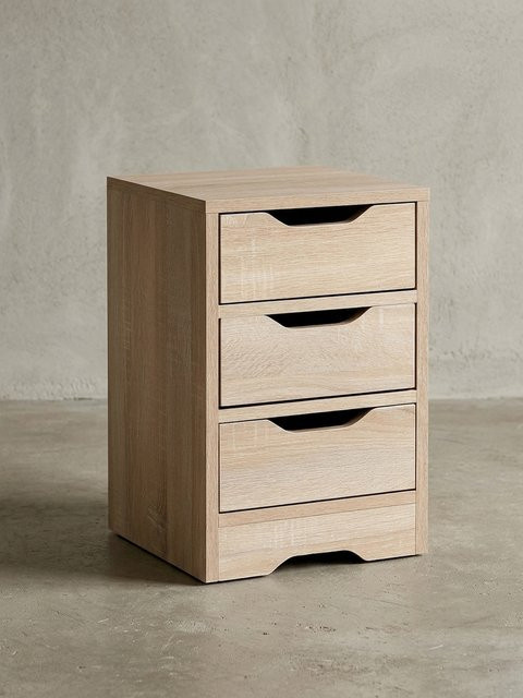Moderner Nachttisch mit 3 Schubladen von KADIMA DESIGN in Sonoma Brown, B/T/H: 31 x 31 x 49 cm - Bild 1
