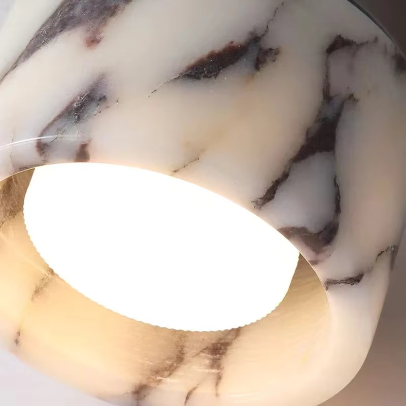 Nordic LED Wandleuchte aus Marmor und Metall in Weiß und Grau im Zylinder-Design für Schlafzimmer und Wohnzimmer - Bild 2