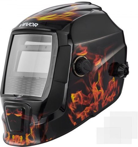 VEVOR Schweißhelm CRIUS Serie mit Automatik-Dunkelschaltung, Solarbetrieben, True Color Technologie, 2 Lichtbogensensoren, Schutzstufe Shade 4/9-13 für TIG MIG ARC Schweißen und Schleifen, Farbe: Yellow Flame Pattern, Sichtfeld: 93 x 43 mm - Bild 1