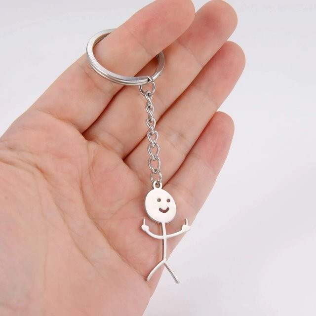 Anlina Halskette Edelstahl, Smiley-Mittelfinger-Anhänger, Silber, Unisex - Bild 1