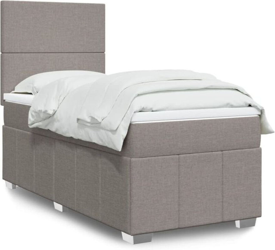 Vidaxl Boxspringbett mit Matratze aus Stoff in Taupe Meliert B: 100 cm, T: 200 cm, H: 140,5 cm - Bild 1